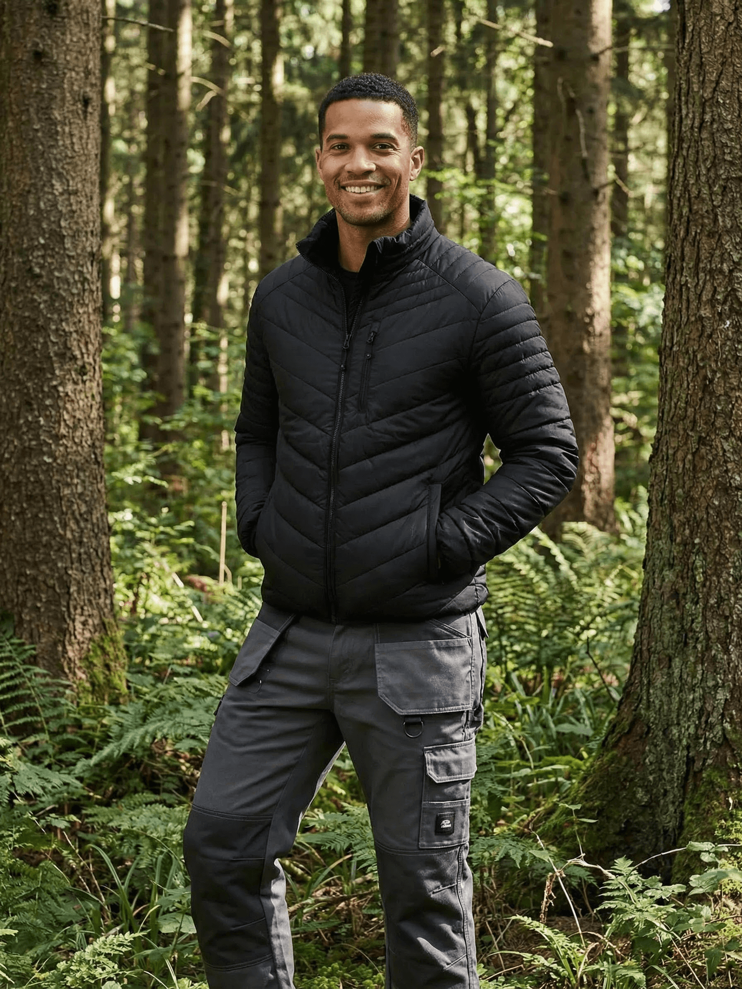 Parka Reversible para Hombre con Thinsulate, Negro/Verde Z-3000