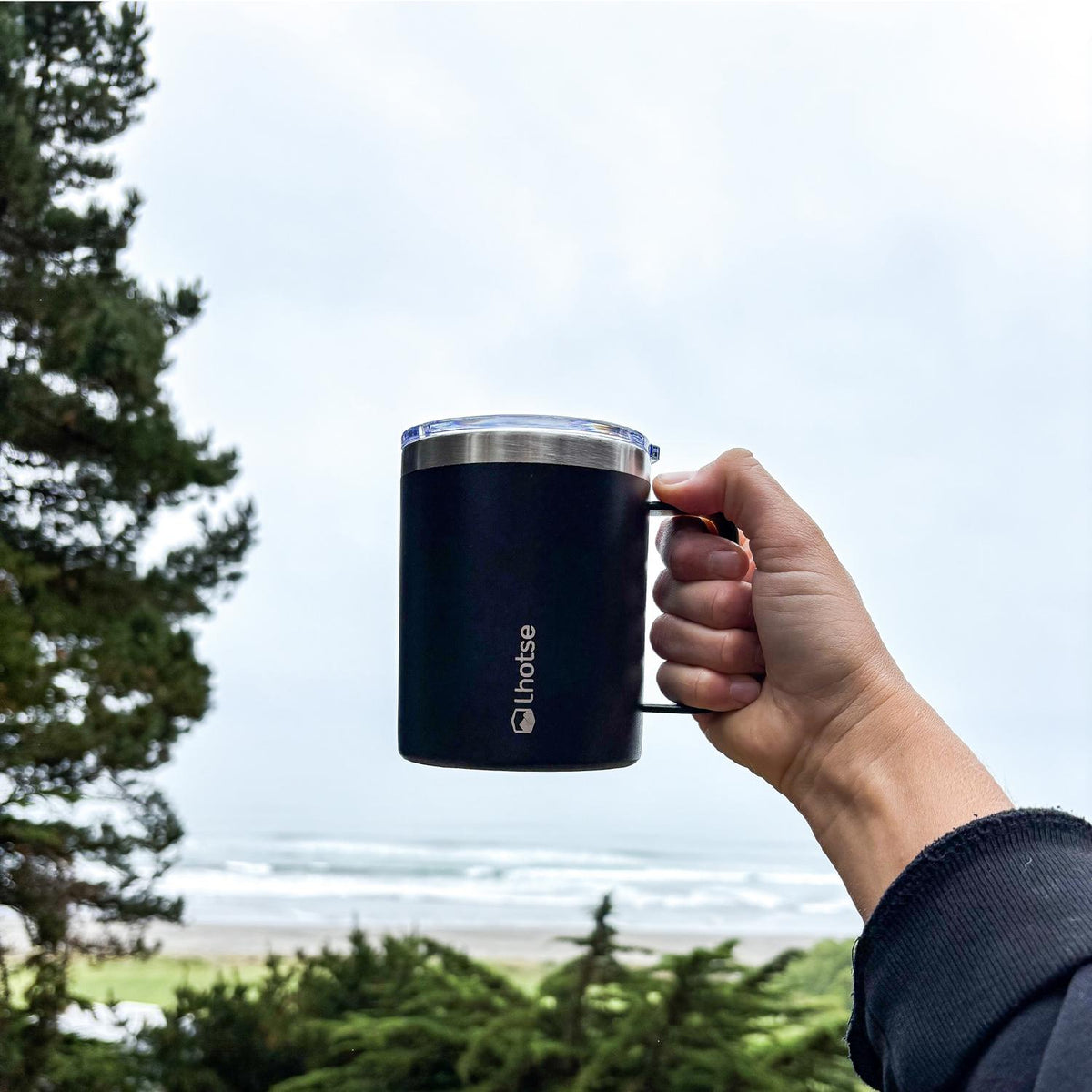 Taza térmica insulada Camping 350 ml negra, Lhotse