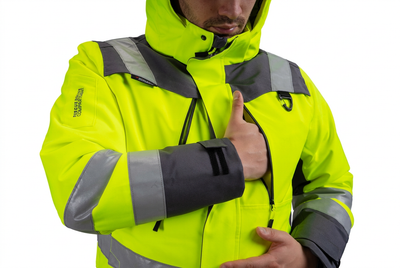 Conjunto Orbital Peregrin hombre amarillo flúor high vis, catálogo en fondo blanco