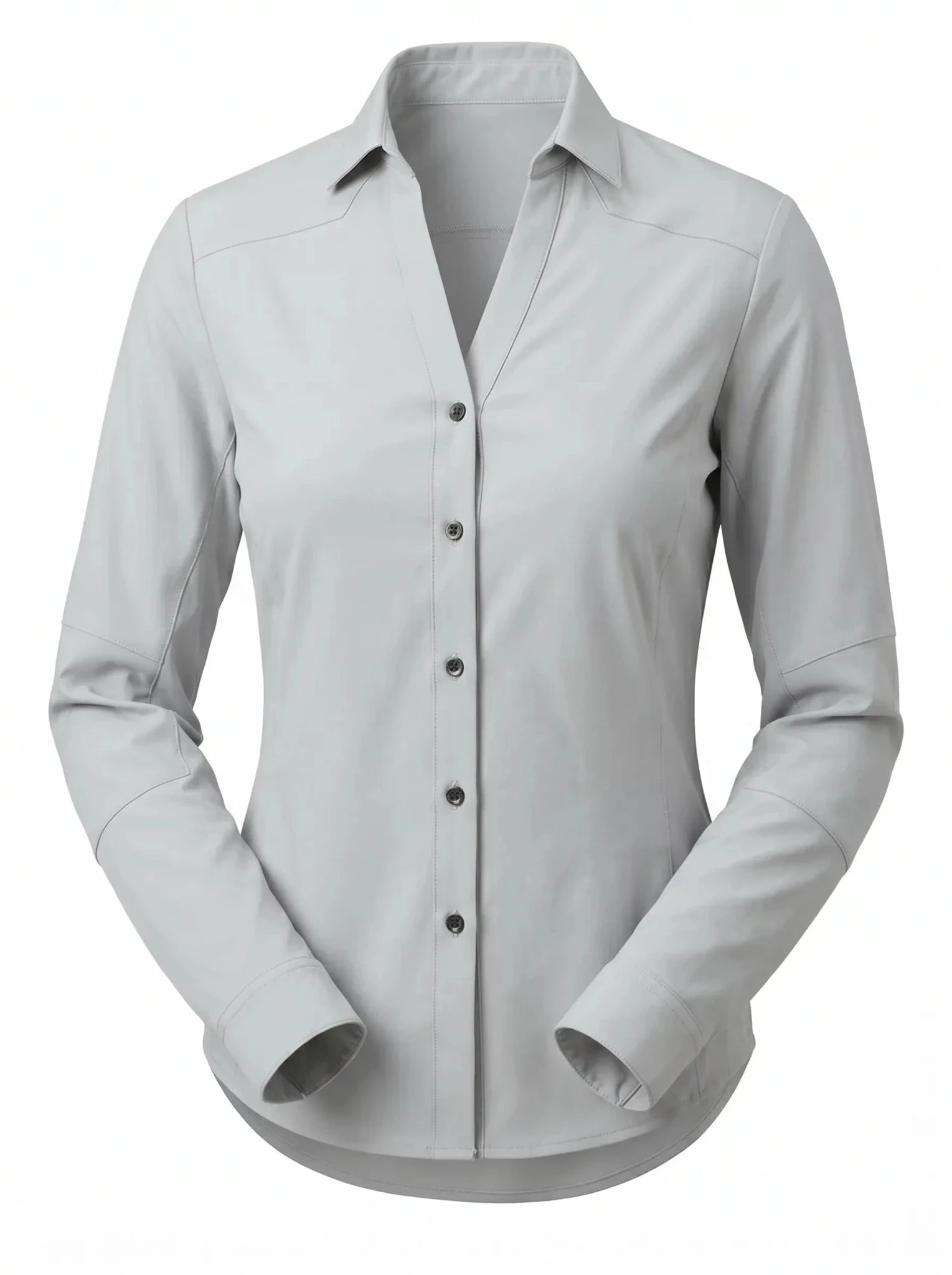 Blusa Técnica Antiácida Mujer OXWEAR Carajás – Tela Elastizada Antidesgarro, UPF 50+ y Slim Fit para Minería y Faena | Beige y Gris - Anditek