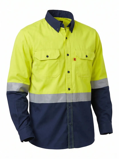 Camisa Ignífuga Antiestática Korvo KFR600 – NFPA 2112 NFPA 70E ASTM F1506 Azul Amarillo Chile - Anditek