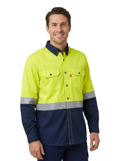Camisa Ignífuga Antiestática Korvo KFR600 – NFPA 2112 NFPA 70E ASTM F1506 Azul Amarillo Chile - Anditek
