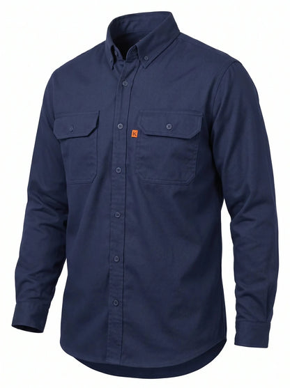 Camisa Ignífuga Antiestática Korvo KFR600 – NFPA 2112 NFPA 70E ASTM F1506 Azul Amarillo Chile - Anditek