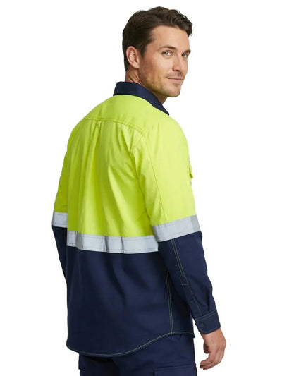 Camisa Ignífuga Antiestática Korvo KFR600 – NFPA 2112 NFPA 70E ASTM F1506 Azul Amarillo Chile - Anditek