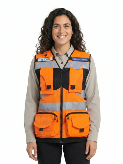 Chaleco Geólogo Mujer Miner Naranjo Activex® – Alta Visibilidad EN 20471 Chile - Anditek