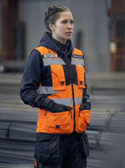 Chaleco Geólogo Mujer Miner Naranjo Activex® – Alta Visibilidad EN 20471 Chile - Anditek