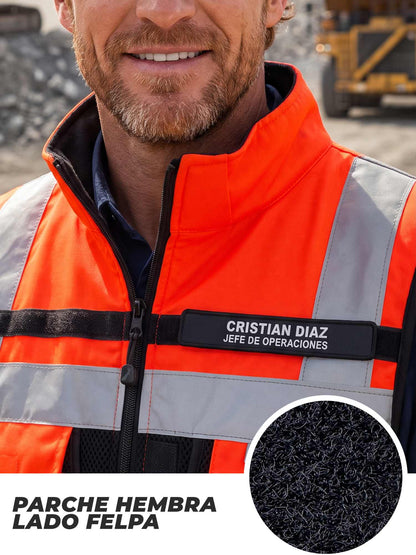 Parche FELPA de Identificación Anditek con Texto Personalizado – Impresión Digital Full Color con Velcro para Chalecos y Uniformes de Trabajo Chile