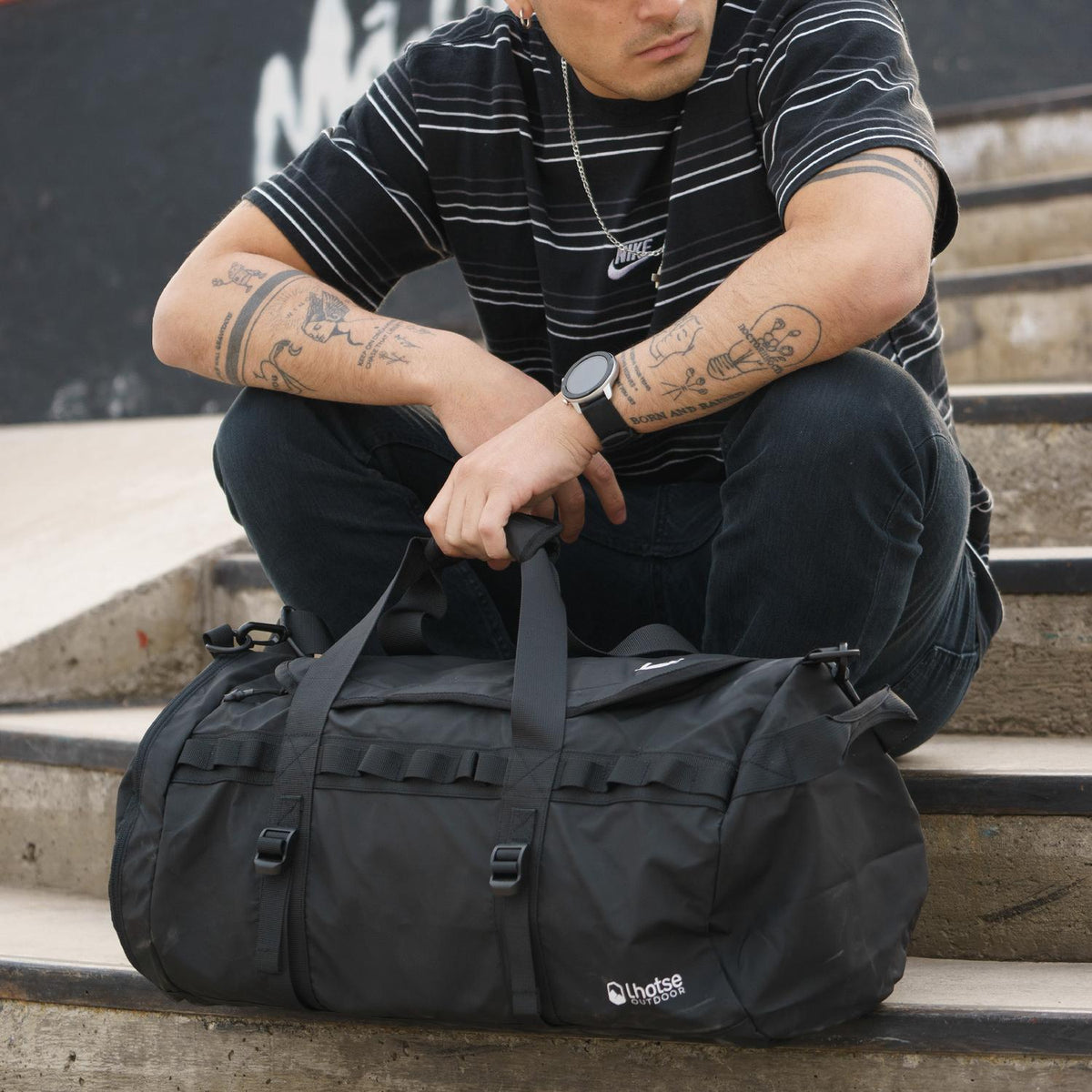 Bolso deportivo Duffel 30 litros negro, Lhotse