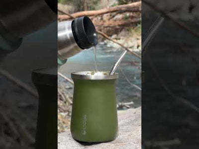 Mate de acero con bombilla, vista del interior