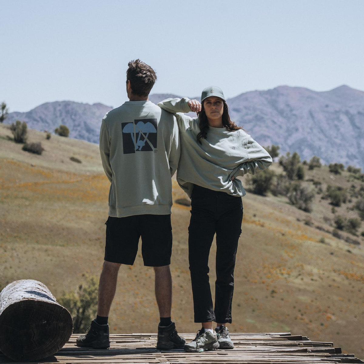 Polerón unisex sweatshirt Mycena de french terry verde, Lhotse