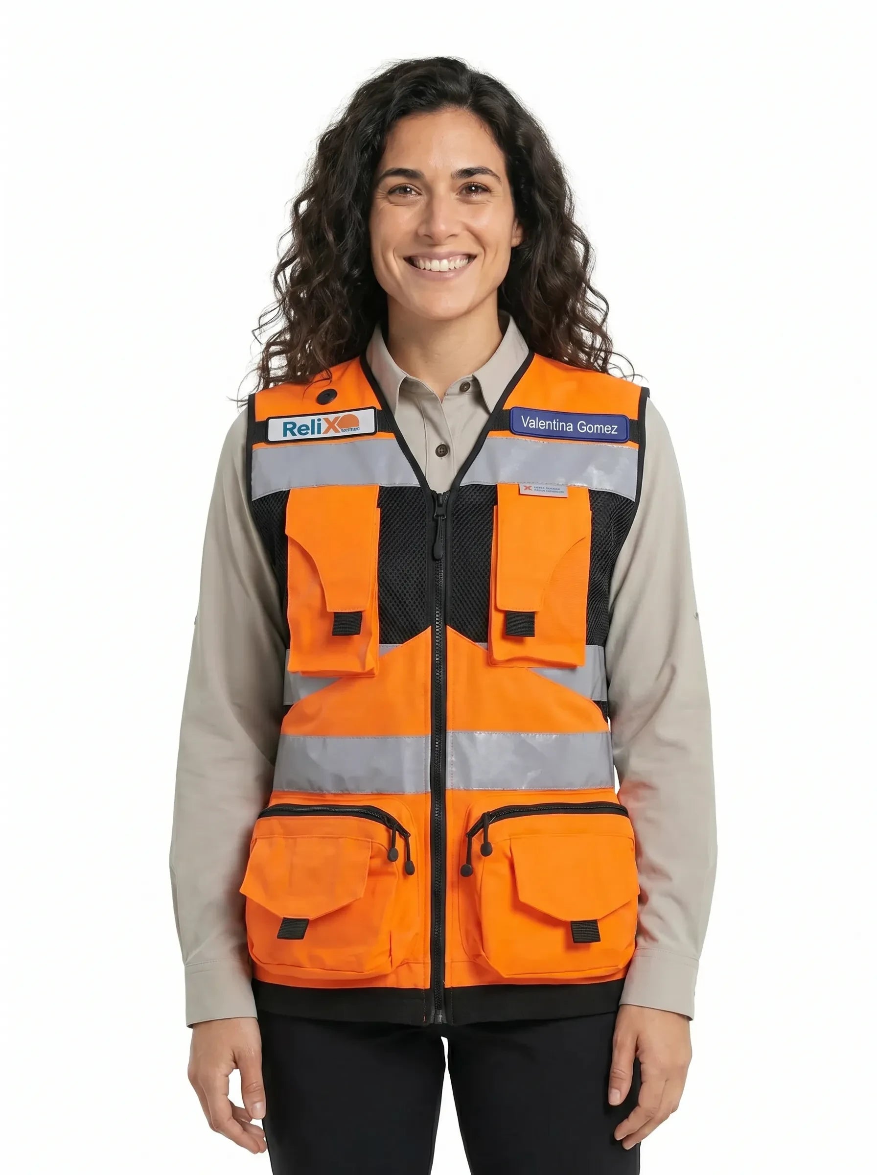 Chaleco Geólogo Mujer Miner Naranjo Activex® – Alta Visibilidad EN 20471 Chile