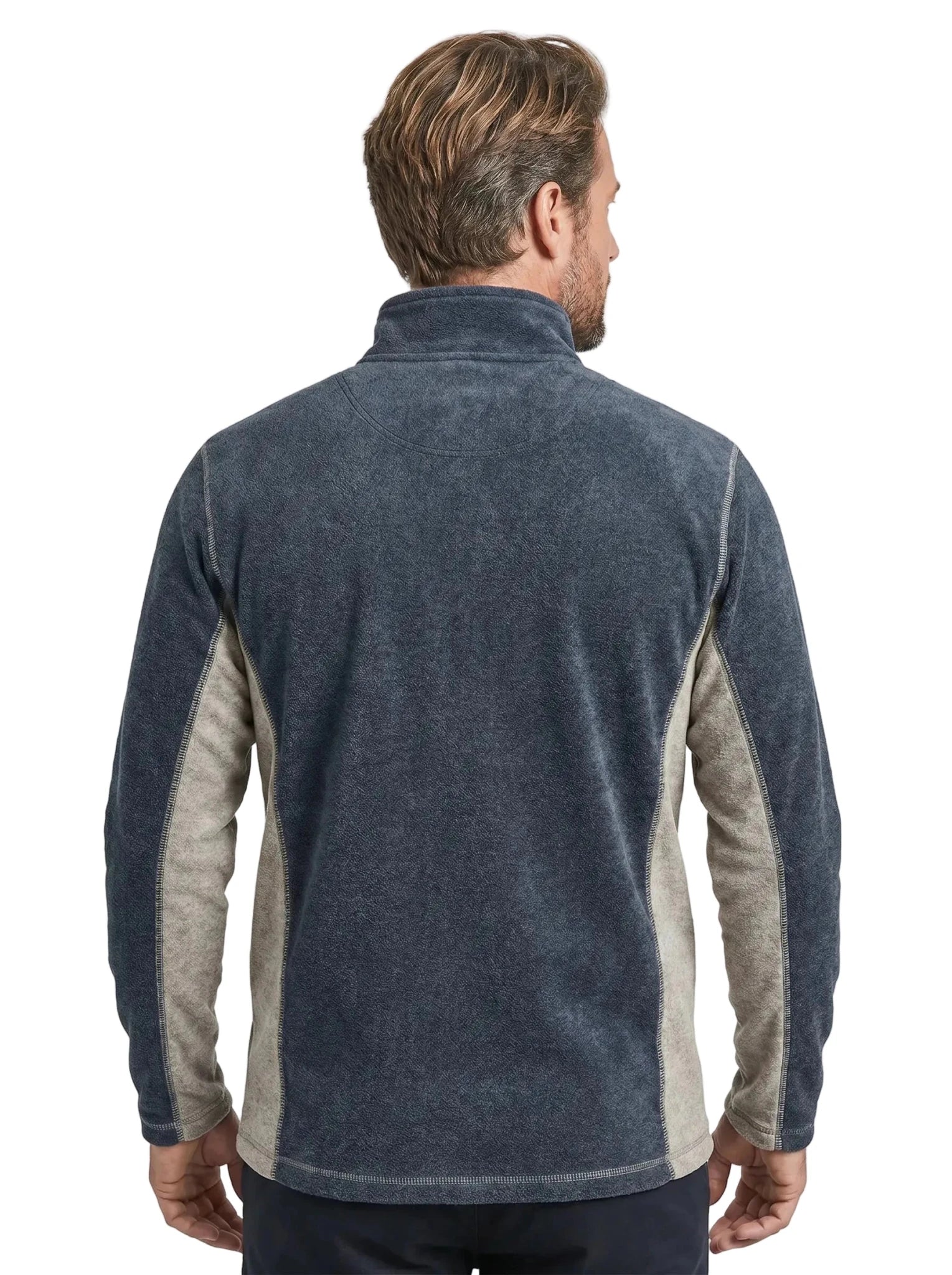 Polar Técnico Hombre Oxwear Trevali – Thermafleece® Medio Cierre Gris y Azul Navy Chile - Anditek