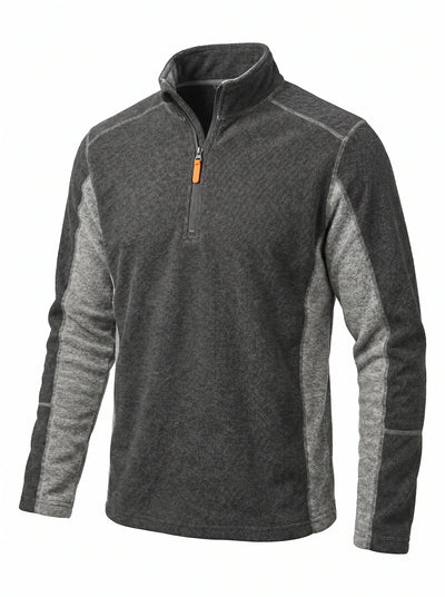 Polar Técnico Hombre Oxwear Trevali – Thermafleece® Medio Cierre Gris y Azul Navy Chile - Anditek