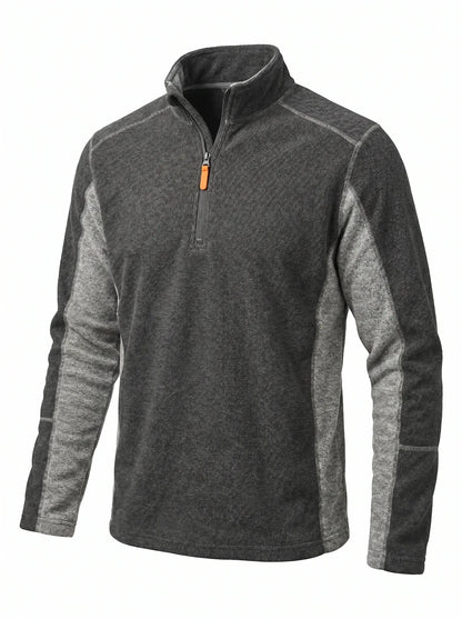 Polar Técnico Hombre Oxwear Trevali – Thermafleece® Medio Cierre Gris y Azul Navy Chile - Anditek