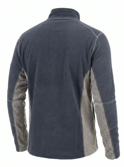 Polar Técnico Hombre Oxwear Trevali – Thermafleece® Medio Cierre Gris y Azul Navy Chile - Anditek