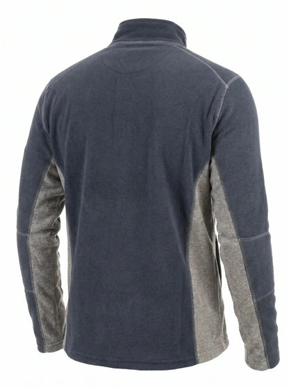 Polar Técnico Hombre Oxwear Trevali – Thermafleece® Medio Cierre Gris y Azul Navy Chile - Anditek