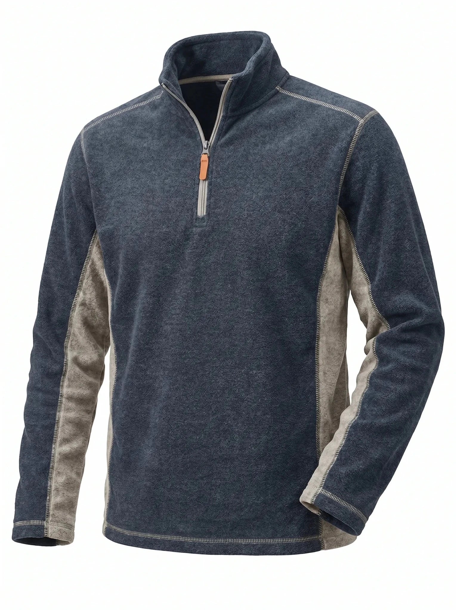 Polar Técnico Hombre Oxwear Trevali – Thermafleece® Medio Cierre Gris y Azul Navy Chile - Anditek