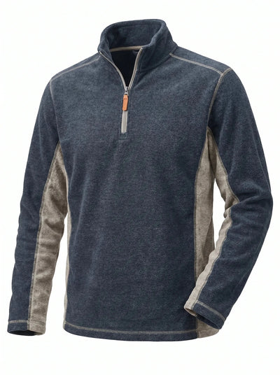 Polar Técnico Hombre Oxwear Trevali – Thermafleece® Medio Cierre Gris y Azul Navy Chile - Anditek