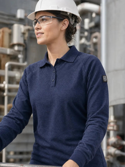 Polera Ignífuga Mujer Absolute Fire® Azul – Certificada NFPA 2112, NFPA 70E y EN 1149 - 5 para Minería e Industria - Anditek
