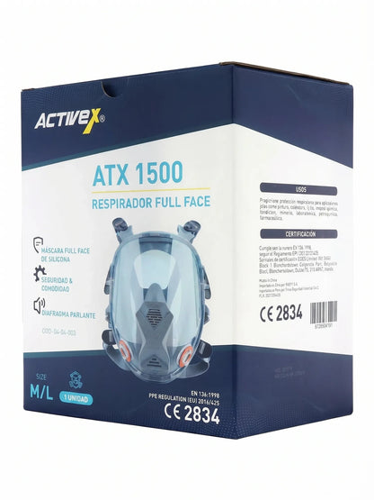 Respirador Full Face Silicona Activex ATX 1500 | Rostro Completo Talla Universal - Anditek